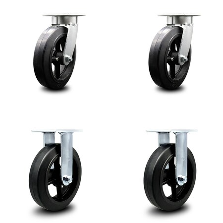 Service Caster 8 Inch Kingpinless Rubber on Steel Wheel Swivel Caster Swivel 2 Rigid SCC, 2PK SCC-KP30S820-RSR-2-R-2
